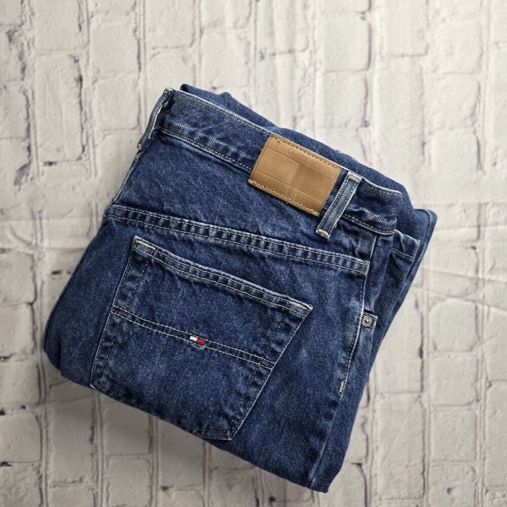 Vintage Tommy Hilfiger Jeans Women's Size 14 High Rise Mom Jeans Blue Denim